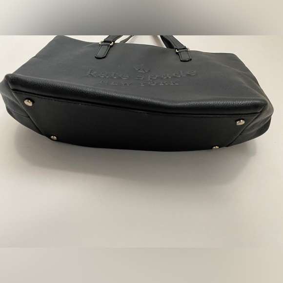 Kate Spade Larchmont Avenue Logo Penny Black Leather Tote Bag $399 - Picture 5 of 12